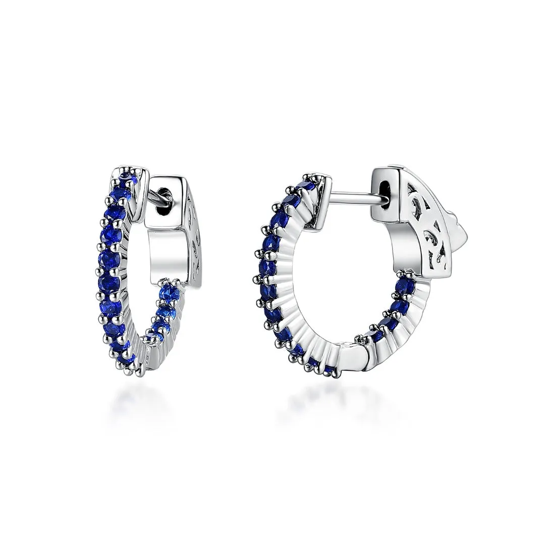 Surgical Steel Medium Huggie Earrings With CZ Stones Vacation Accessory Heart-Shaped Piece