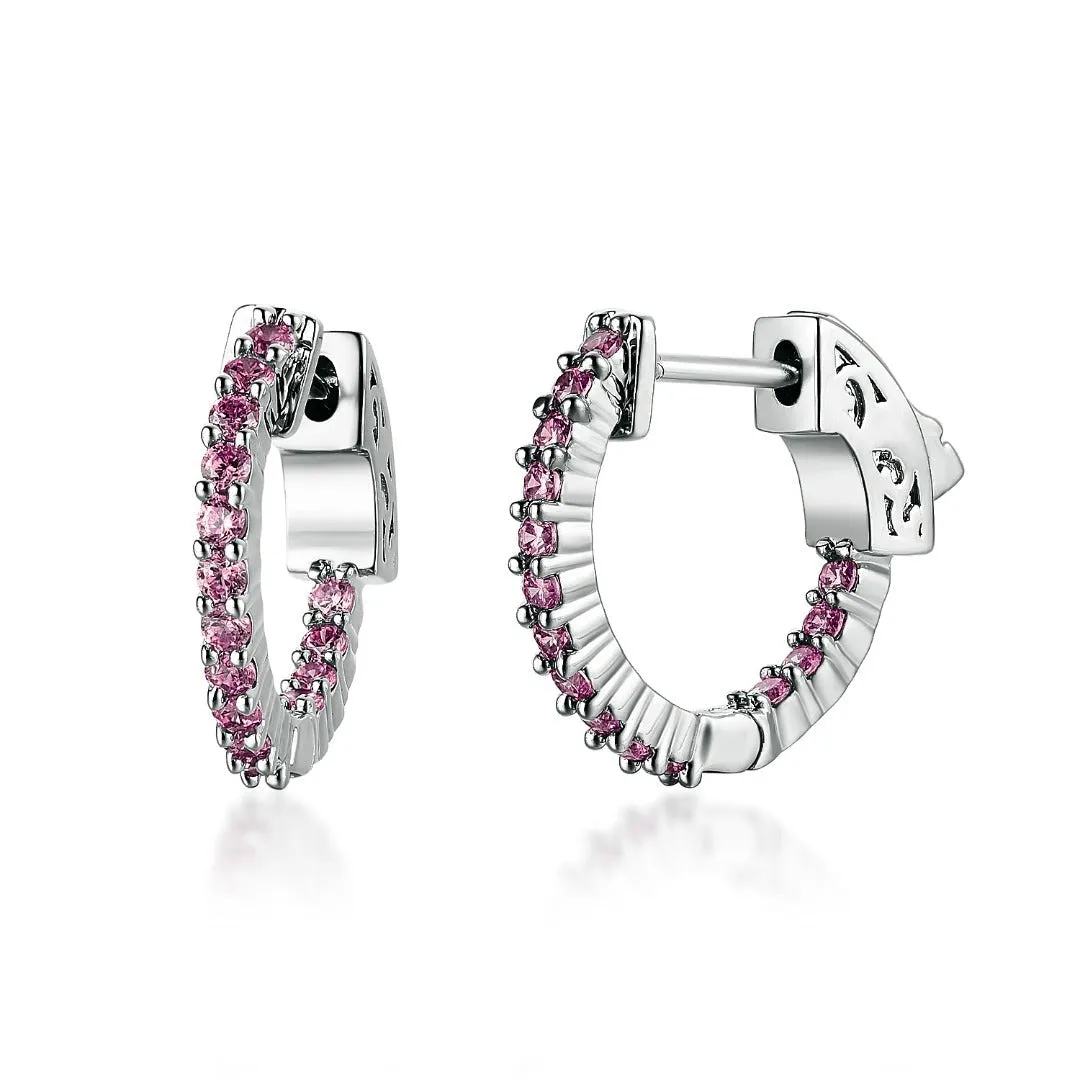 Surgical Steel Medium Huggie Earrings With CZ Stones Refined Choice