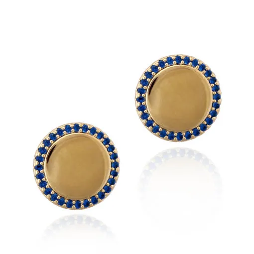 Decorative Jewelry Surgical Steel Micropave CZ Outline Button Stud Earring