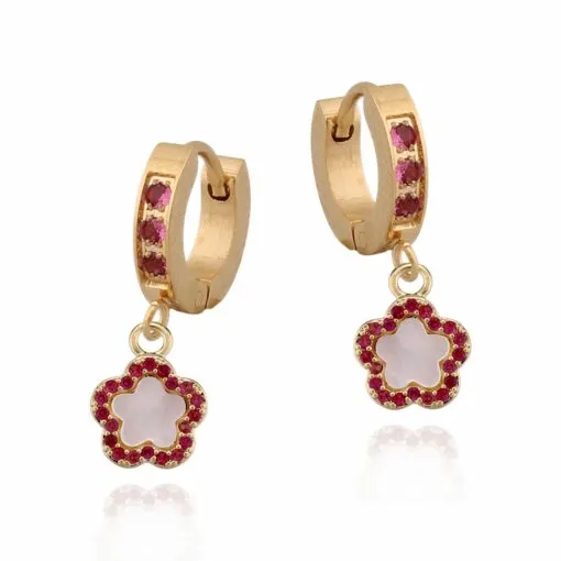 Luxurious Element Surgical Steel Mother-of-Pearl Flower Earring