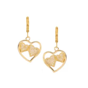Surgical Steel Open CZ Heart With Inside Double Puffy Heart Earring Fashionable Option