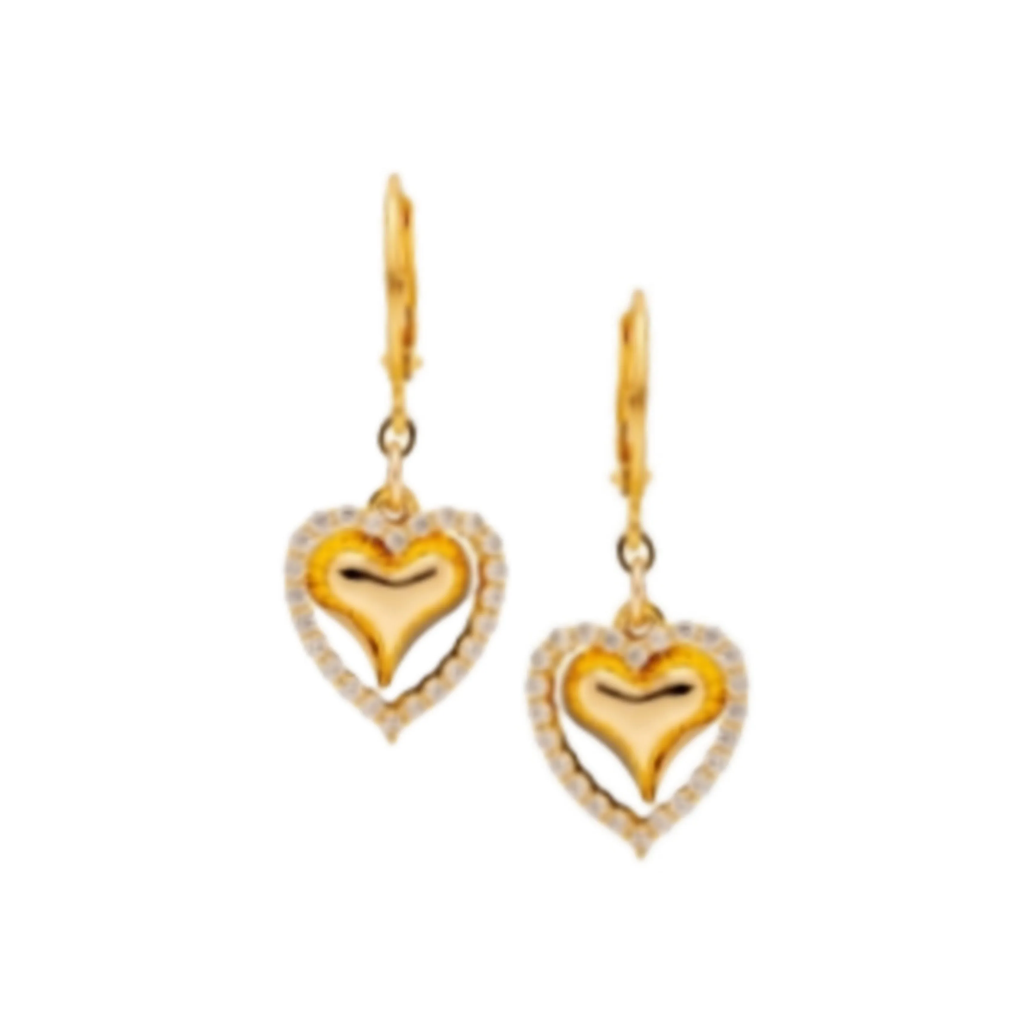Surgical Steel Open CZ Heart With Inside Puffy Heart Earring Premium Vibe Cute Trinket
