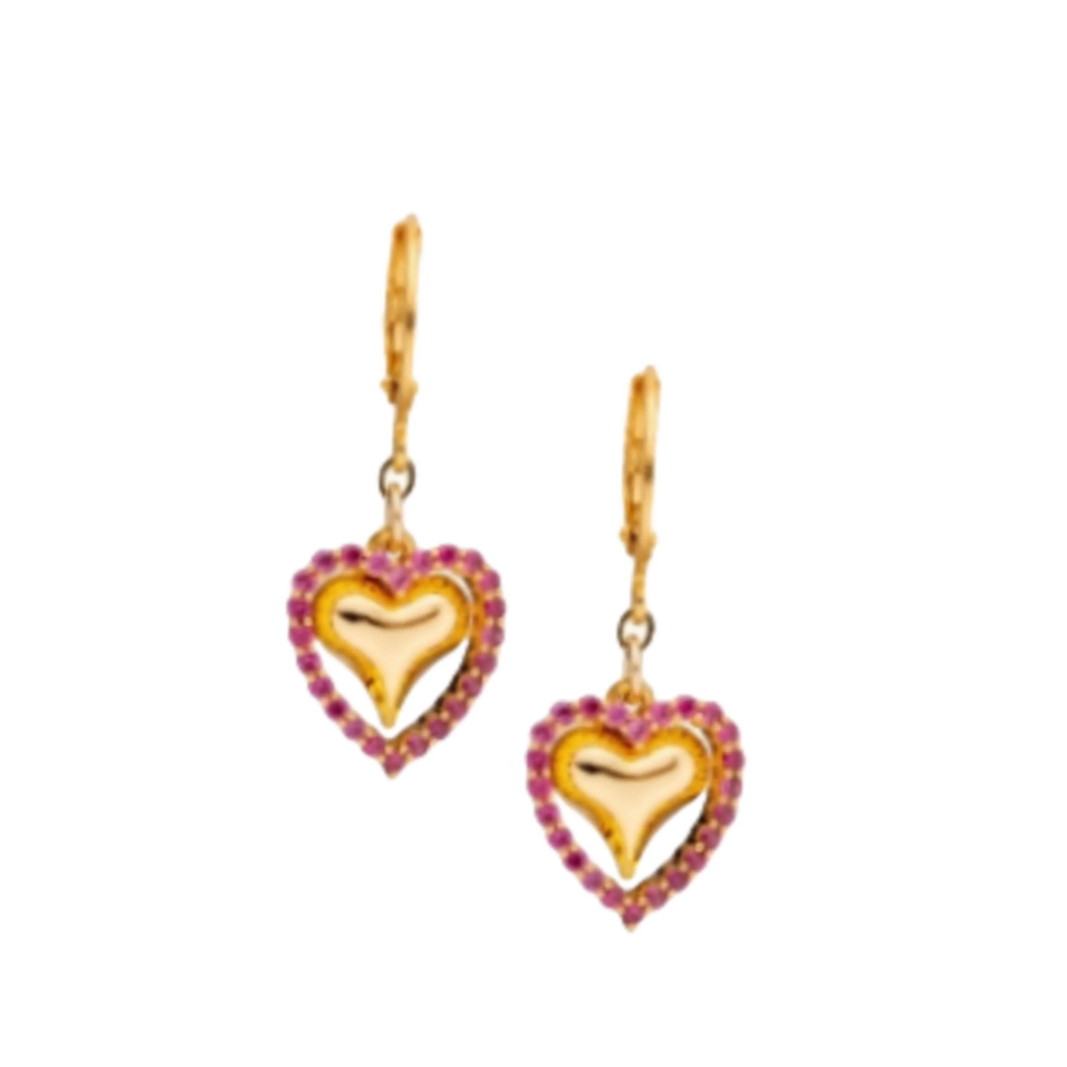 Formal Accent Surgical Steel Open CZ Heart With Inside Puffy Heart Earring