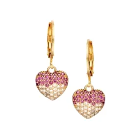 Elegant Accent Ornate Item Surgical Steel Puffy CZ Two Tone Earring