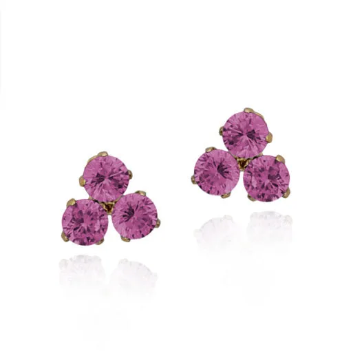 Handsome Jewelry Surgical Steel Triple Stone Stud Earring