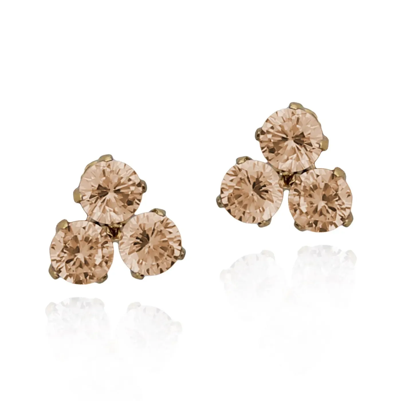 Dainty Piece Contemporary Vibe Surgical Steel Triple Stone Stud Earring
