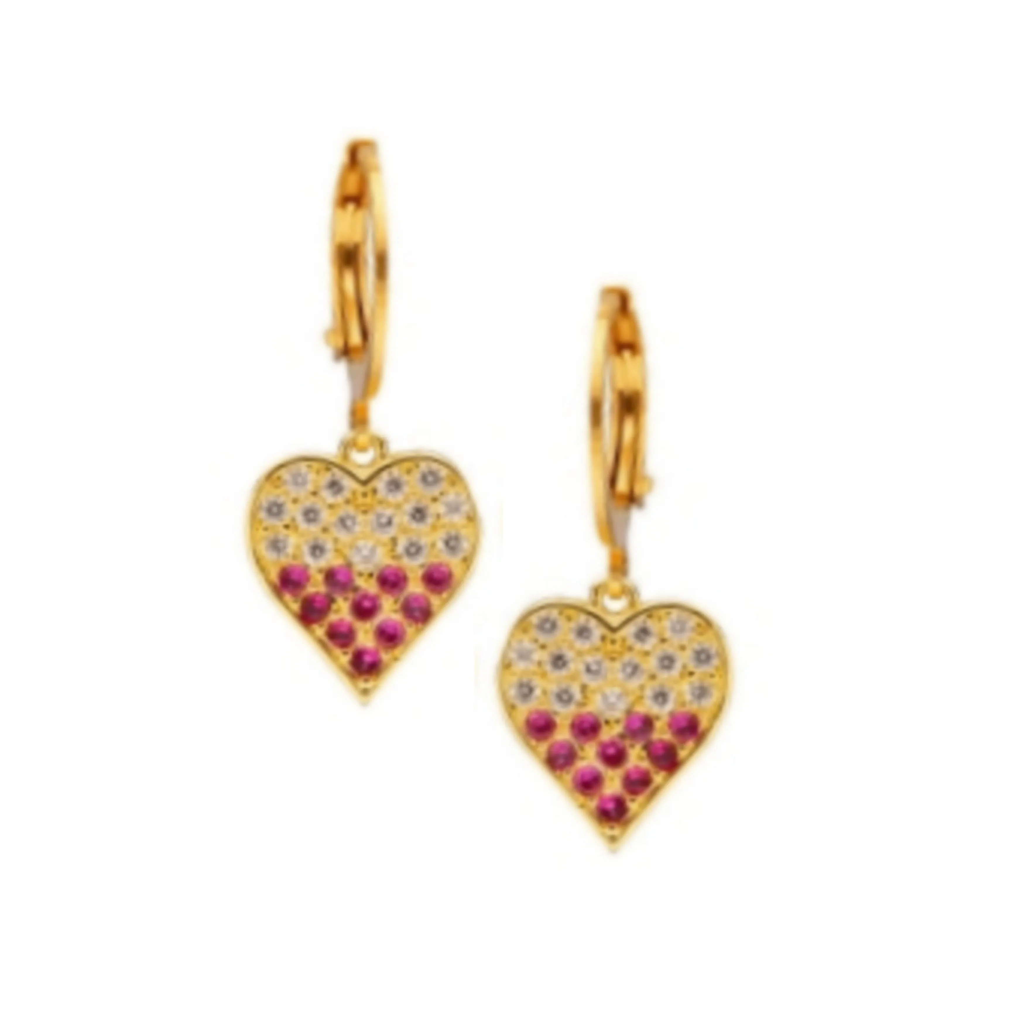 Polished Accent Star-Shaped Adornment Surgical Steel Two Tone CZ Heart Earring