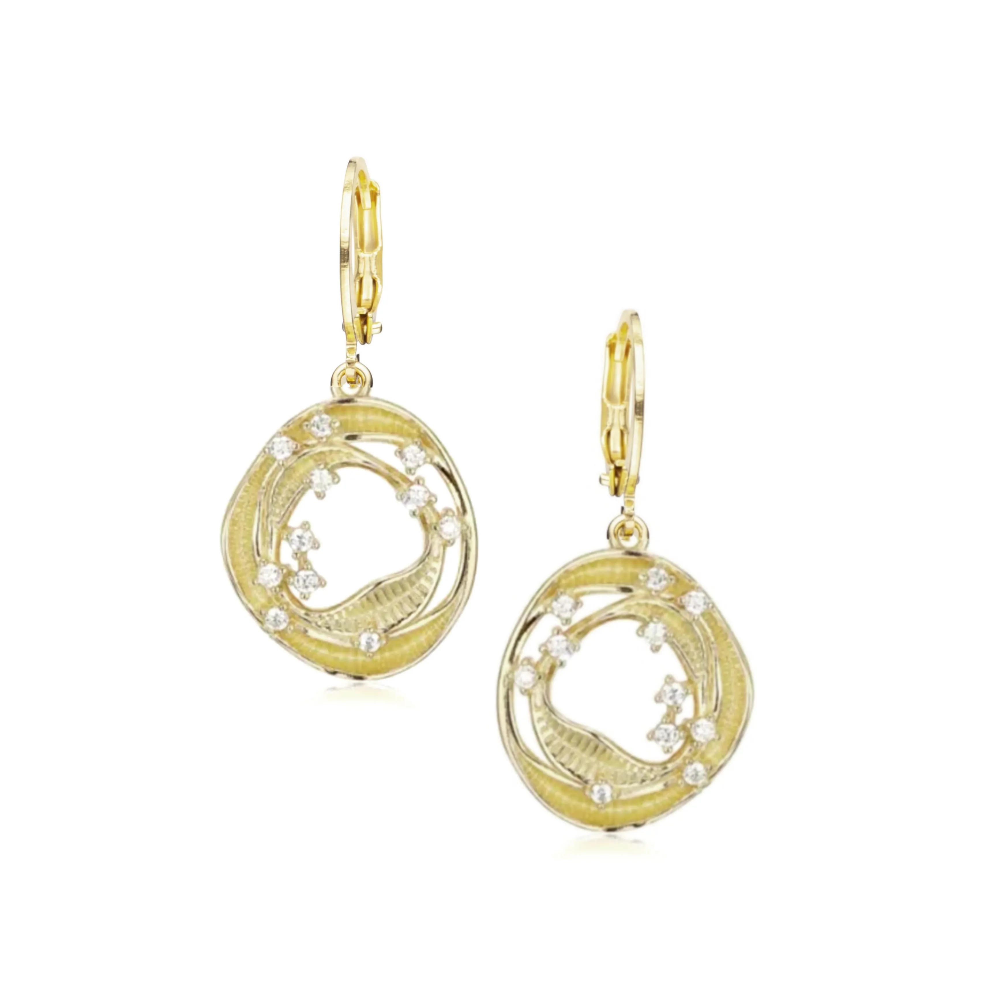 Artistic Decoration Lightweight Decor Surgical Steel Uneven Open Round Circles With Thrown CZ Stones Earring