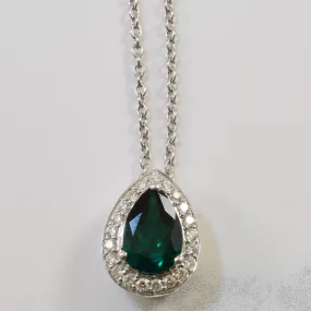 Glamorous Gem Synthetic Emerald & Diamond Halo Suite | 2.95ctw, 0.65ctw | 17" |