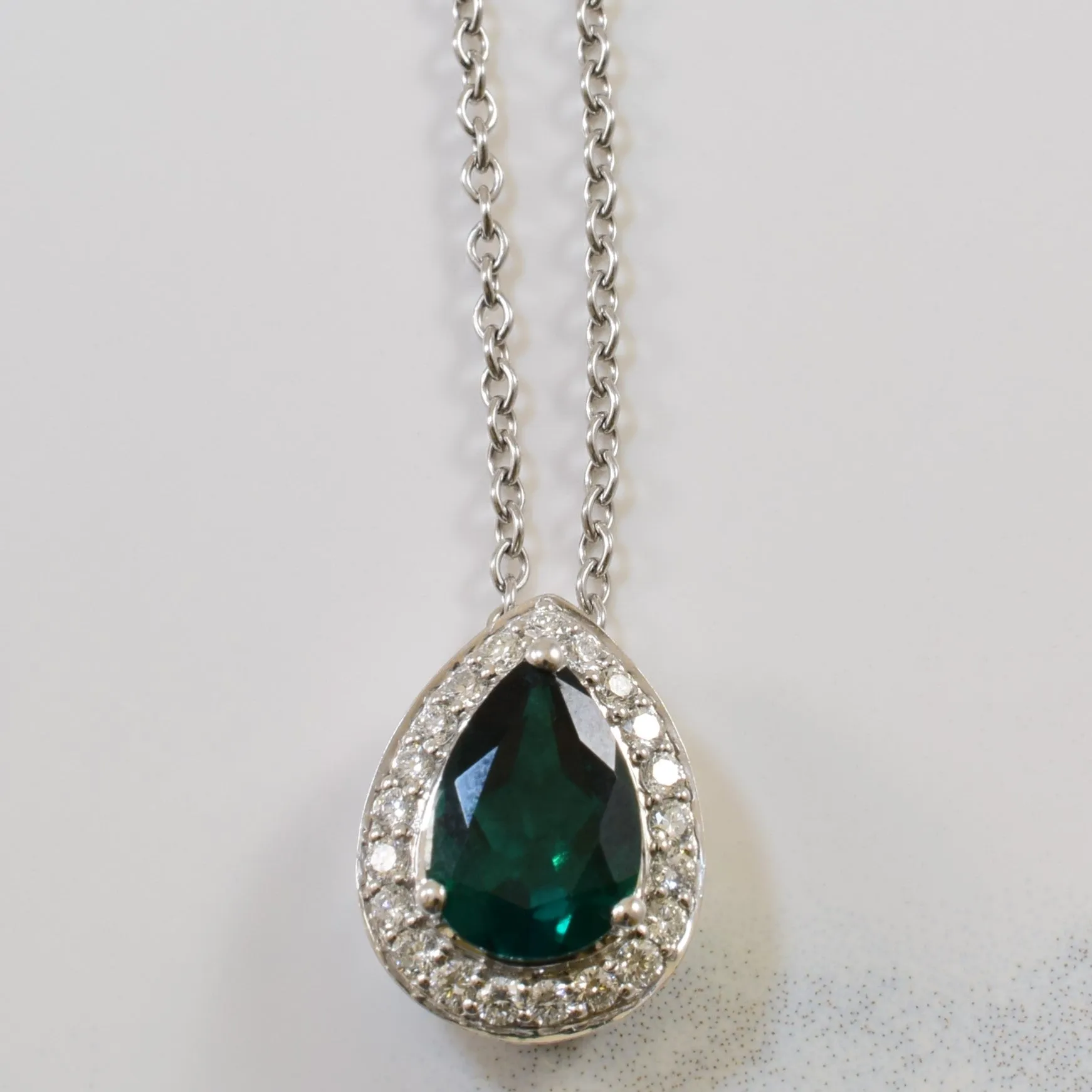 Glamorous Gem Synthetic Emerald & Diamond Halo Suite | 2.95ctw, 0.65ctw | 17" |