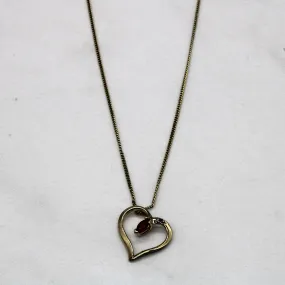 Synthetic Ruby & Diamond Heart Necklace | 0.07ct, 0.01ct | 14" | Glam Ready