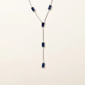 Gleaming Edge Timeless Impression Synthetic Sapphire Drop Necklace | 6.60ctw | 16" |