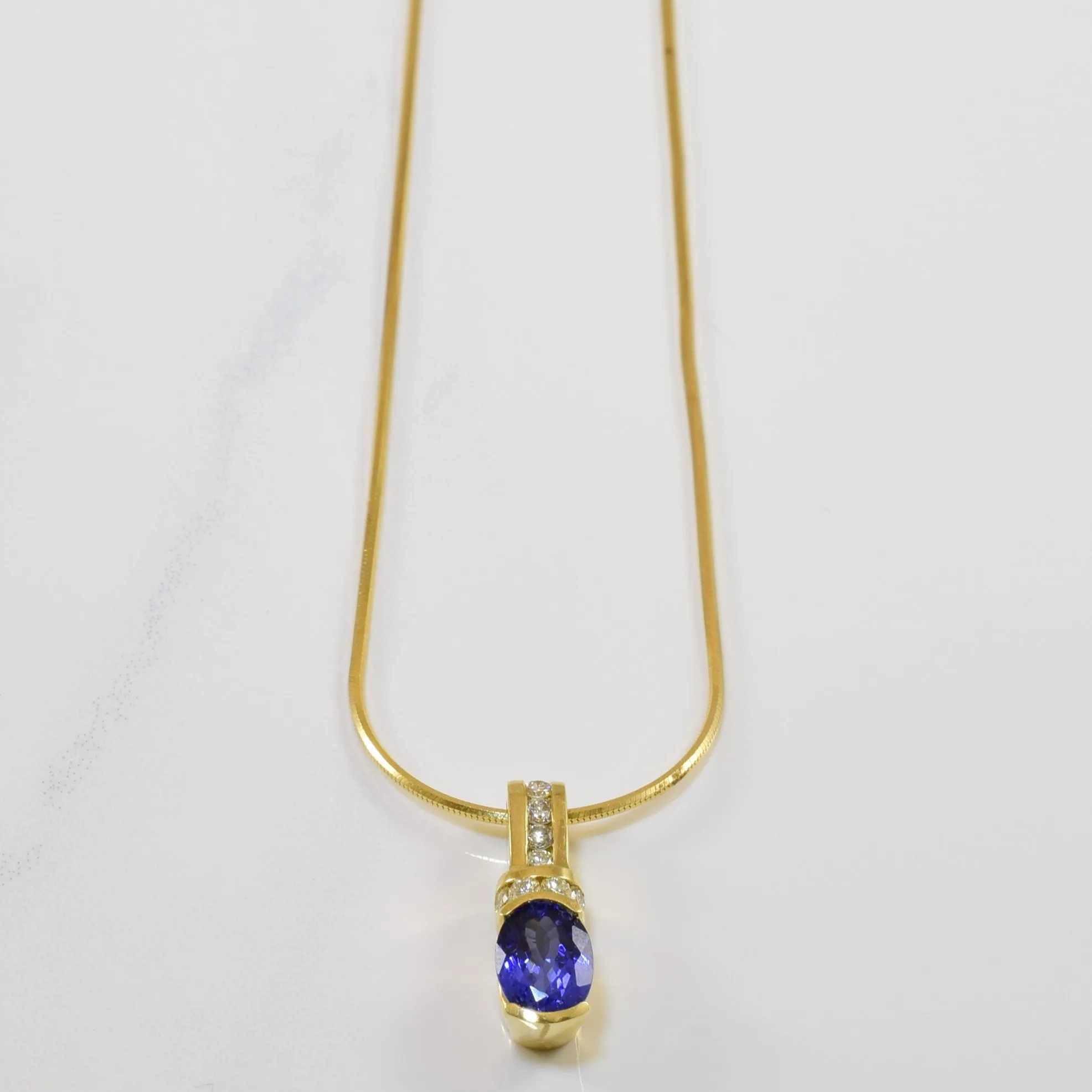 Tanzanite & Diamond Necklace | 1.25ct, 0.20ctw | 18" | Luxury Appeal
