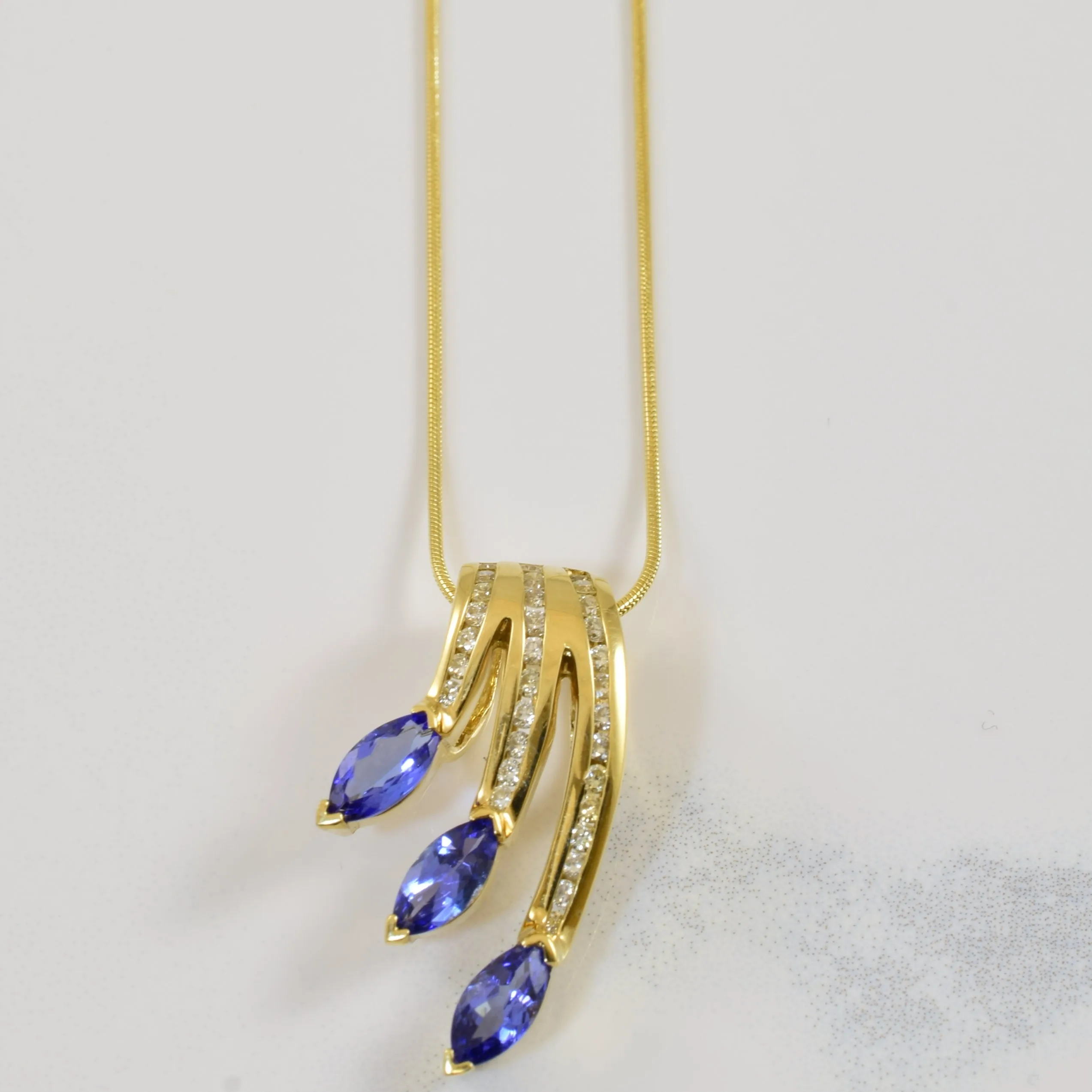 Personalized Style Understated Finish Tanzanite & Diamond Pendant Necklace | 1.14ctw, 0.30ctw | 20" |