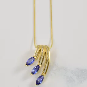 Personalized Style Understated Finish Tanzanite & Diamond Pendant Necklace | 1.14ctw, 0.30ctw | 20" |