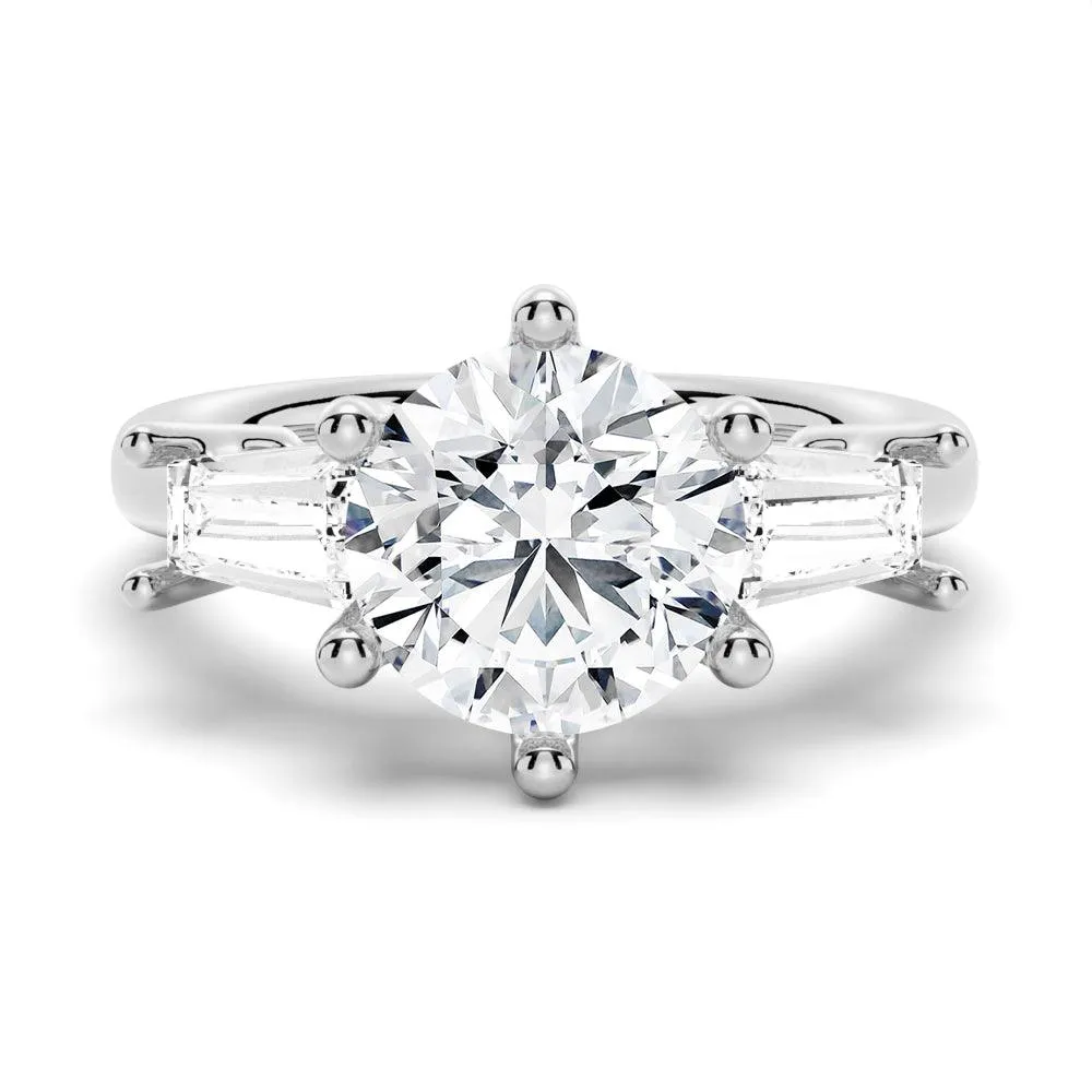 Tapered Baguette 1 Carat Three Stone Promise Ring [Final Sale Ships within 24 hrs] Occasion Look