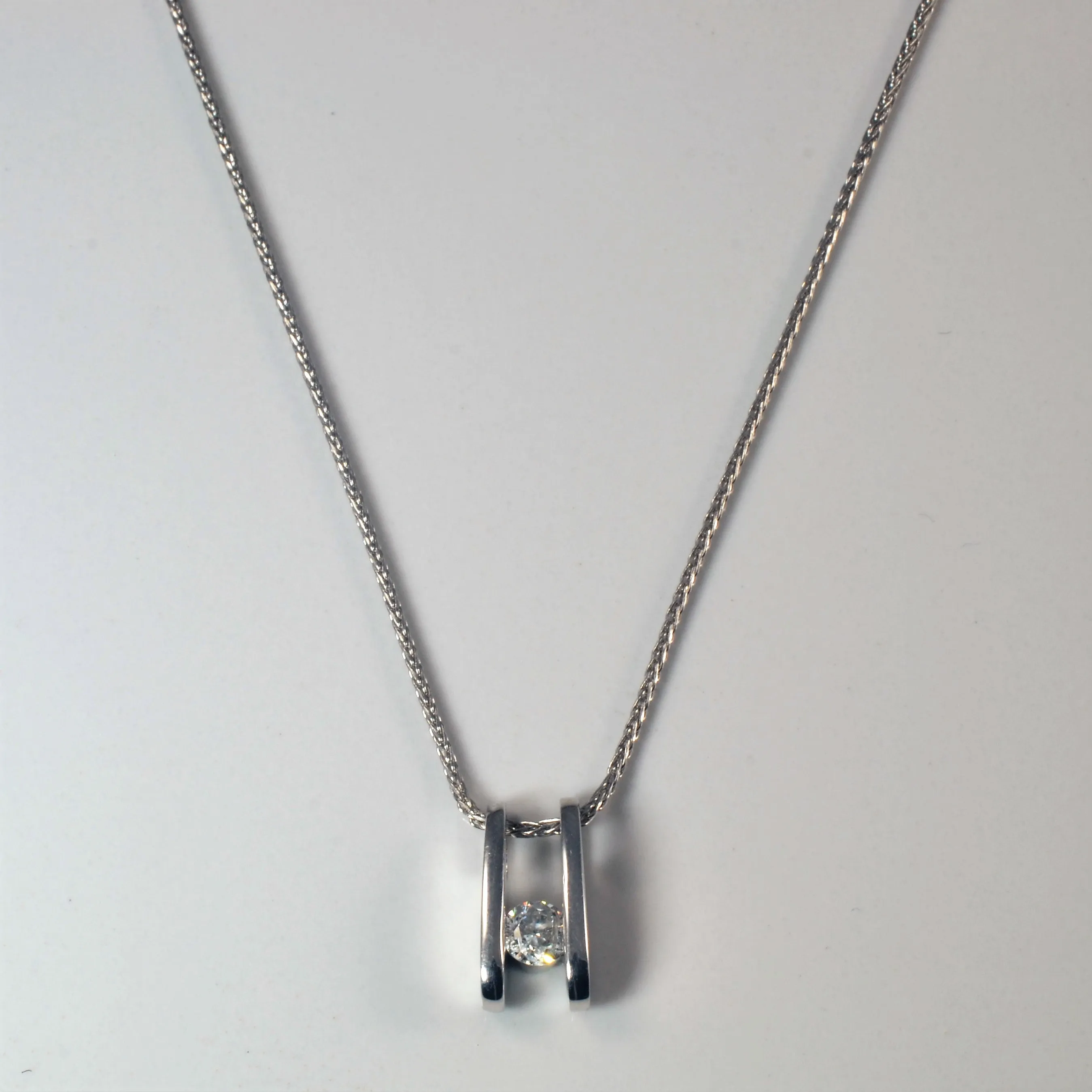 Tension Set Diamond Necklace | 0.24ct | 18" | Premium Detail Distinctive Highlight