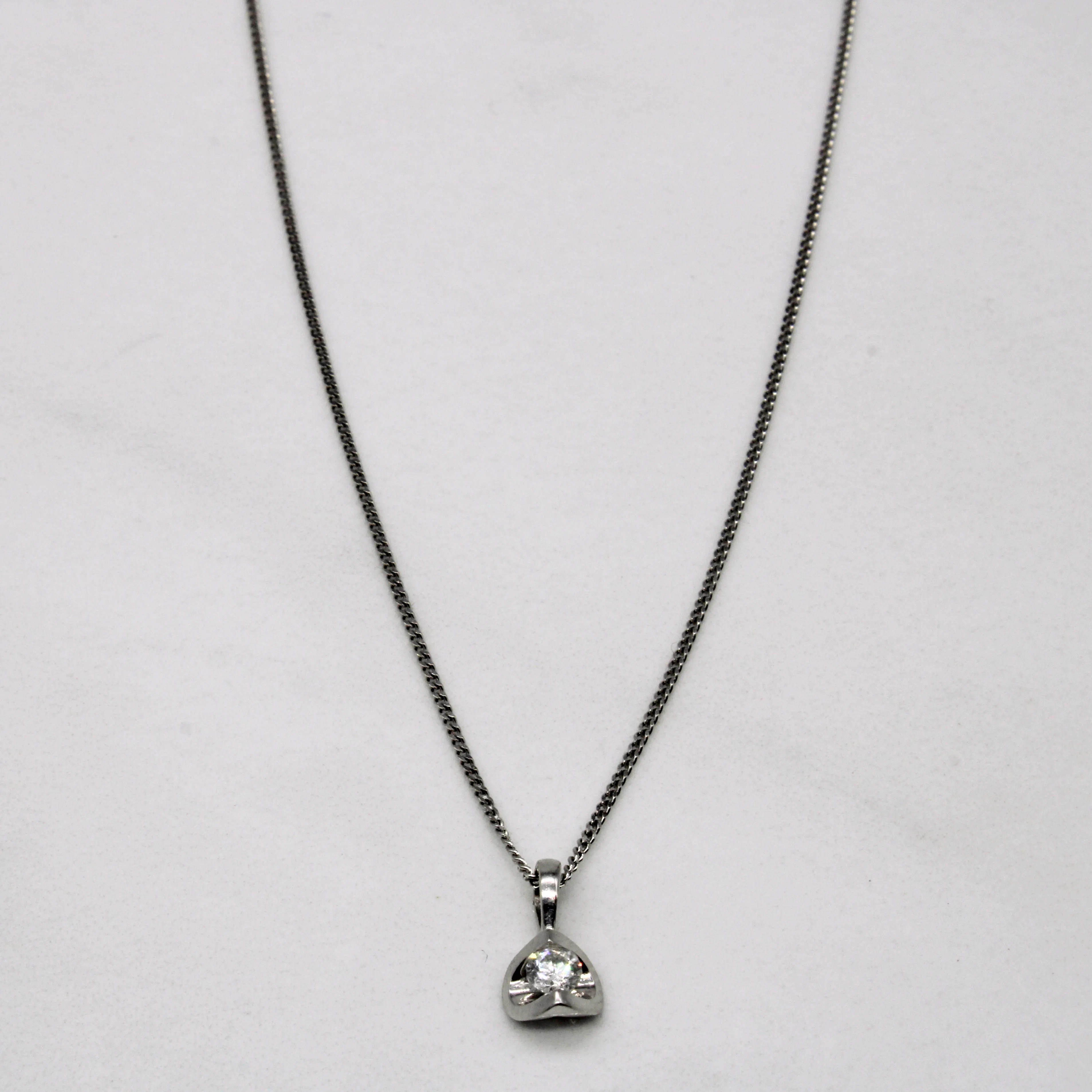 Tension Set Diamond Pendant Necklace | 0.09ct | 17" | Sleek Style Artistic Highlight
