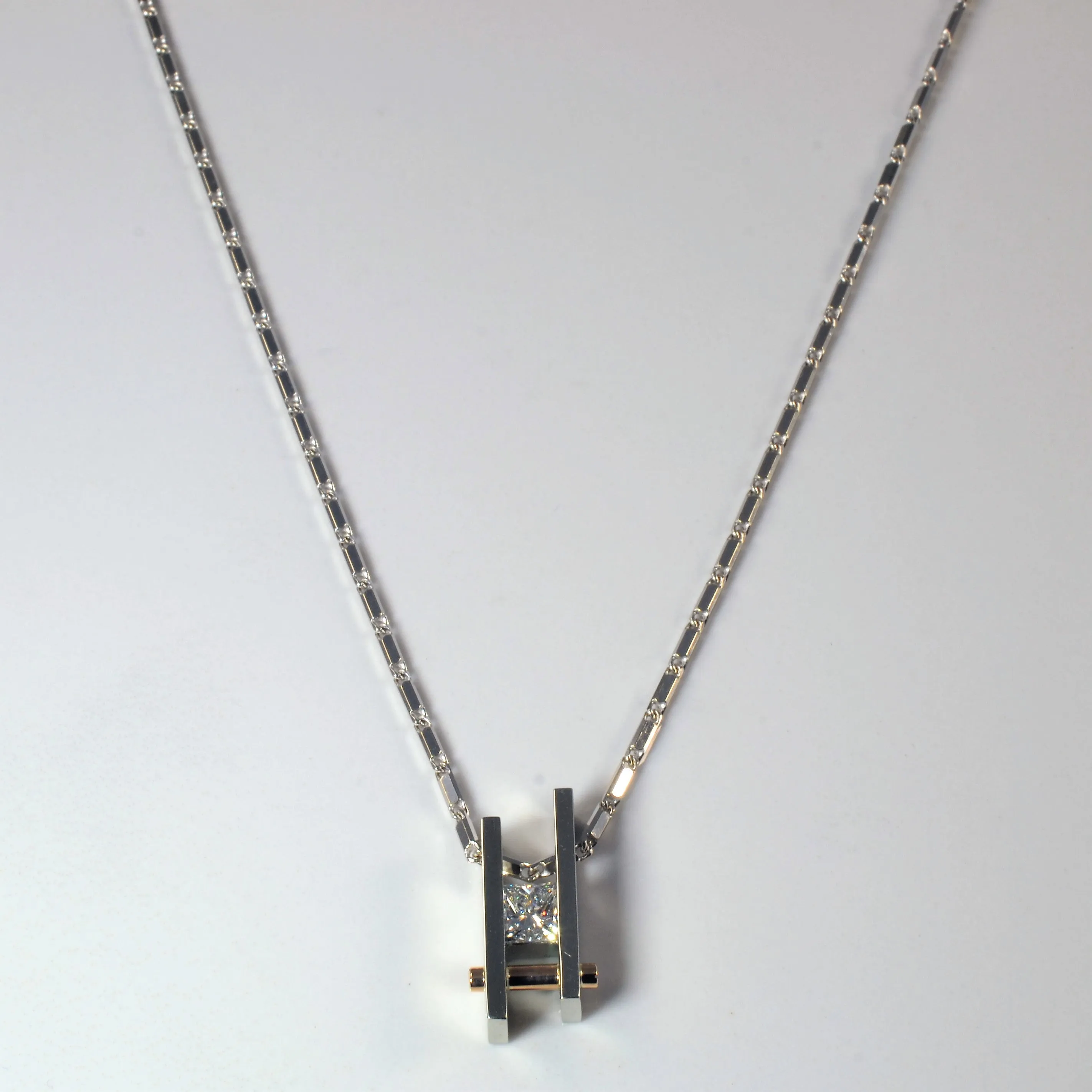 Tension Set Princess Diamond Necklace | 0.75ct | 20" | Radiant Radiance Elegant Occasion