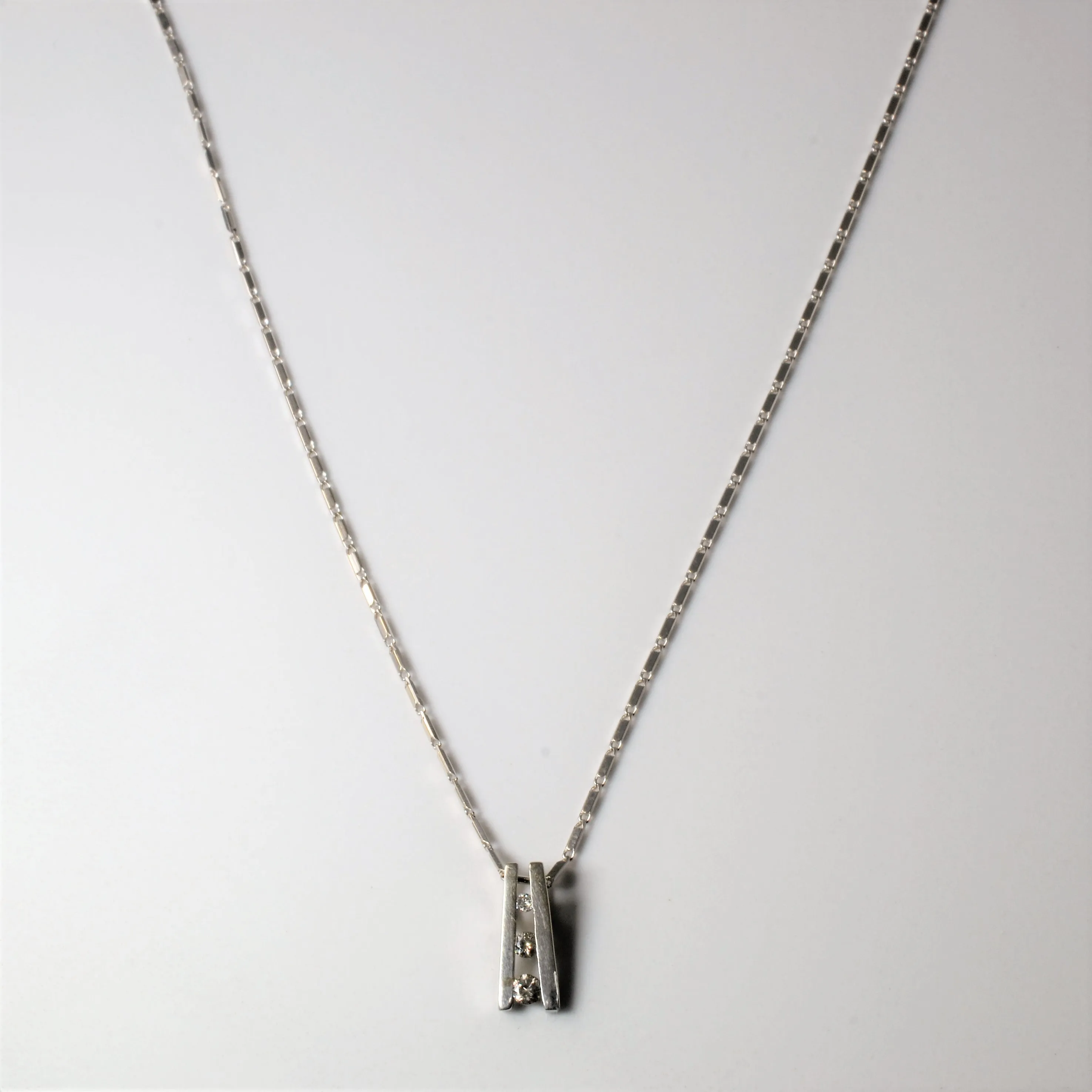 Tension Set Three Stone Diamond Necklace | 0.10ctw | 16" | Subtle Touch