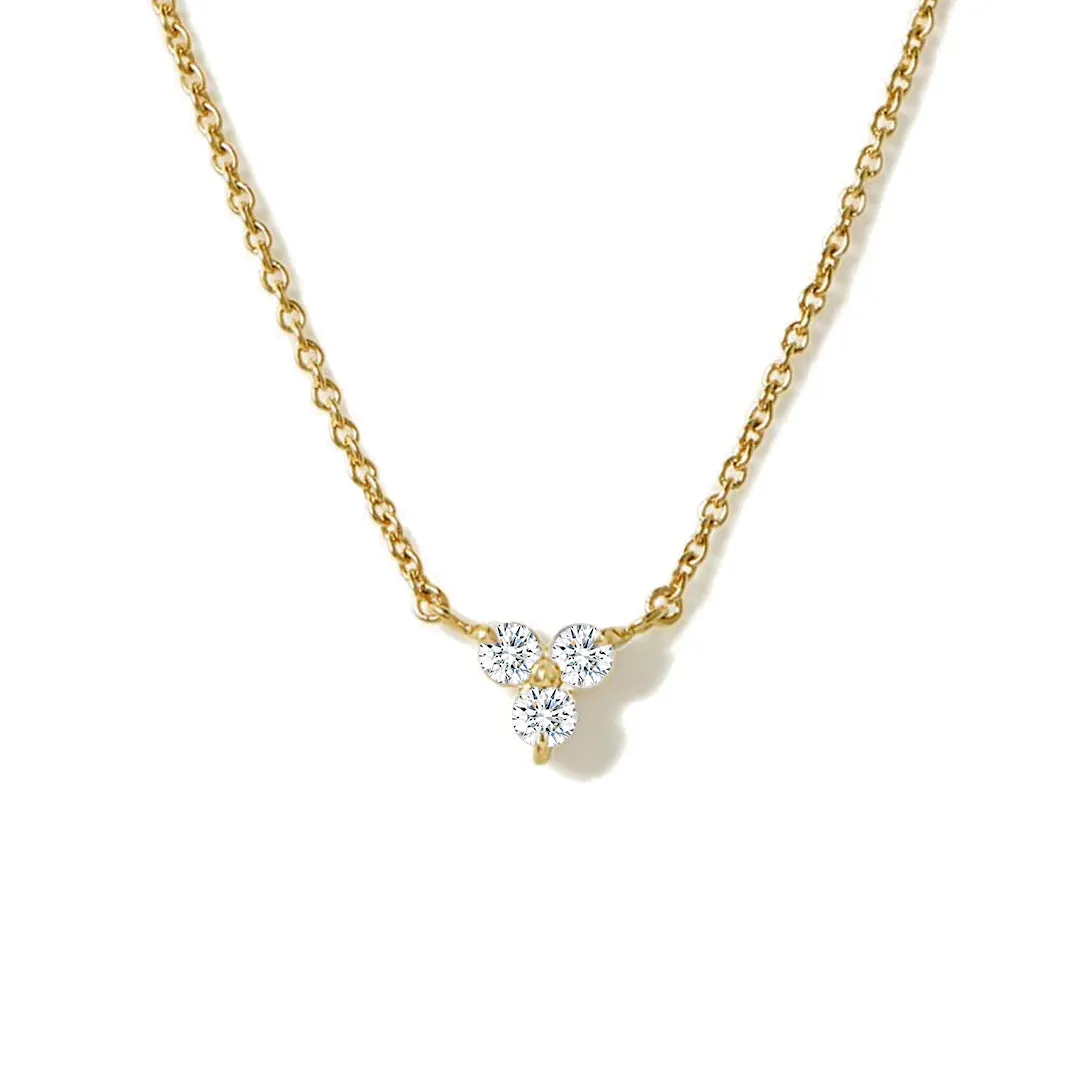 Soft Focus Timeless Glow Three Stone Moissanite Pendant Necklace