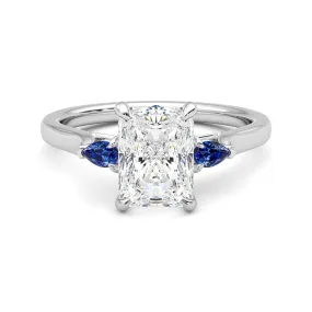Three Stone Radiant Cut Moissanite Engagement Ring with Hidden Anniversary Stone Accent Luxury Memento investment piece