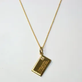 'Tiffany & Co.' Diamond Envelope Charm Pendant Necklace | 0.20ct | 16" | Statement Style Mood Accent