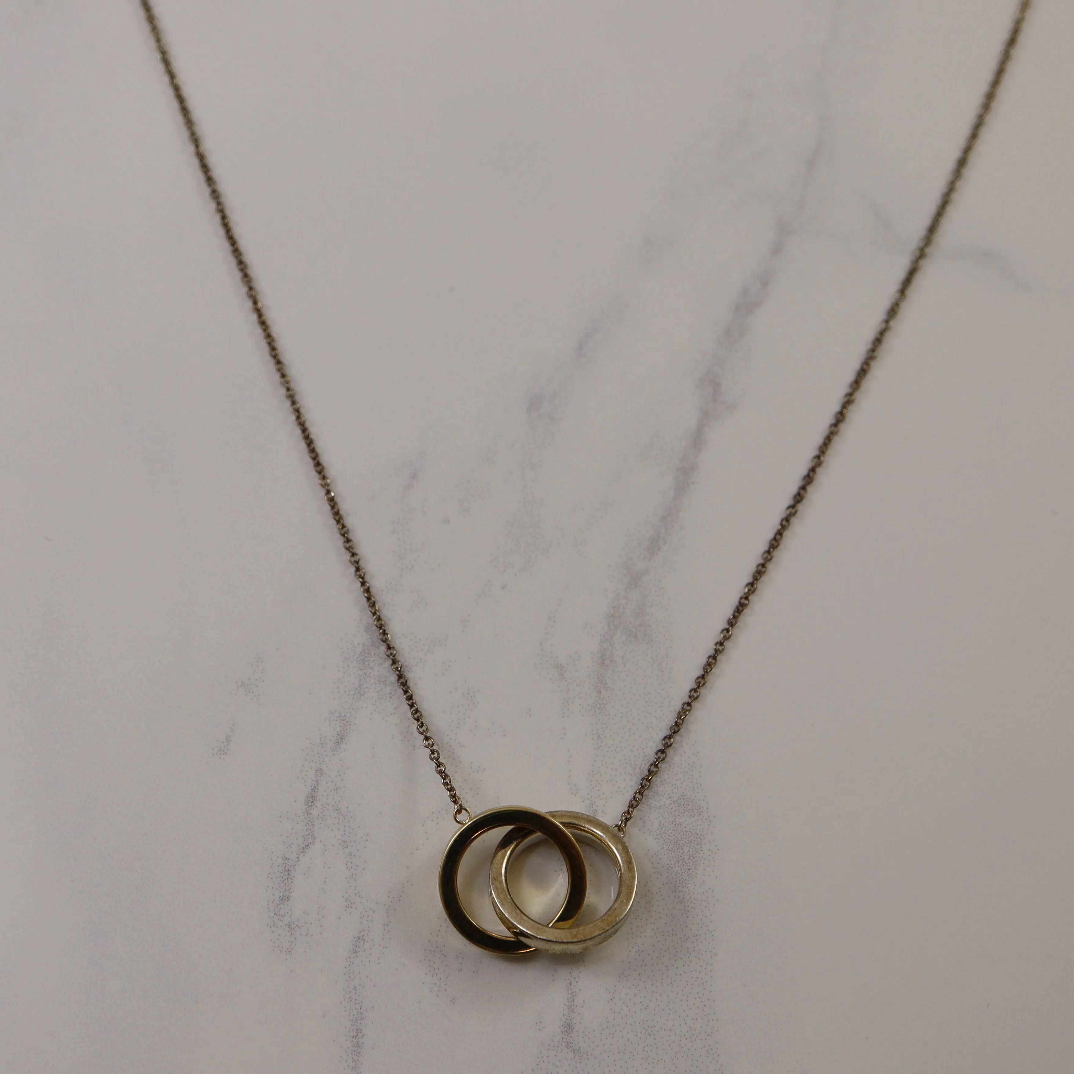 Tiffany & Co.' Mixed Metal Interlocking Circles Necklace | 16" | Handmade Elegance