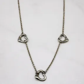 Tiffany & Co' Sterling Silver Open Heart Necklace | 16" | Soft Radiance