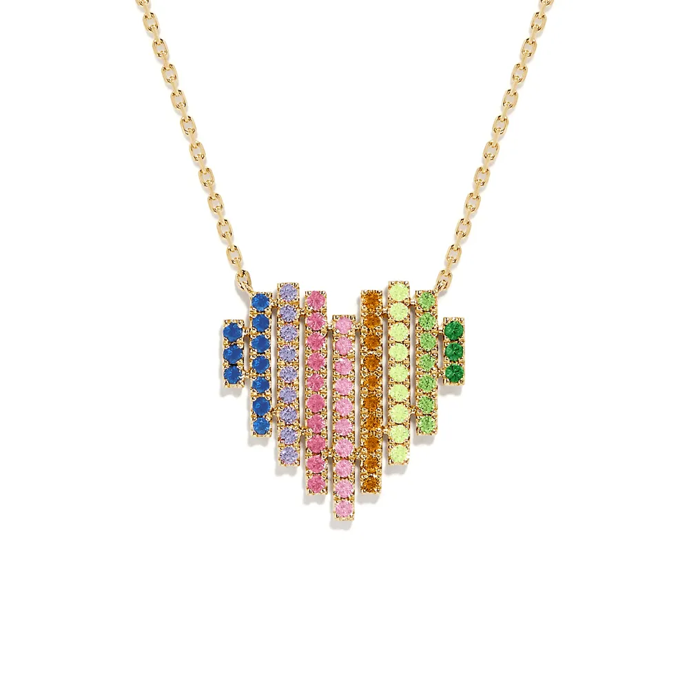 Fashion Style Multi Color Rainbow Gemstones Heart Necklace Pendant
