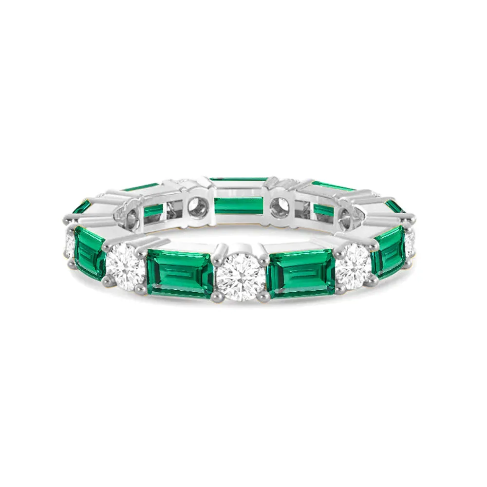 Effortless Elegance Vivid Charm Timeless Created Emerald and Lab Grown Diamond Eternity Band
