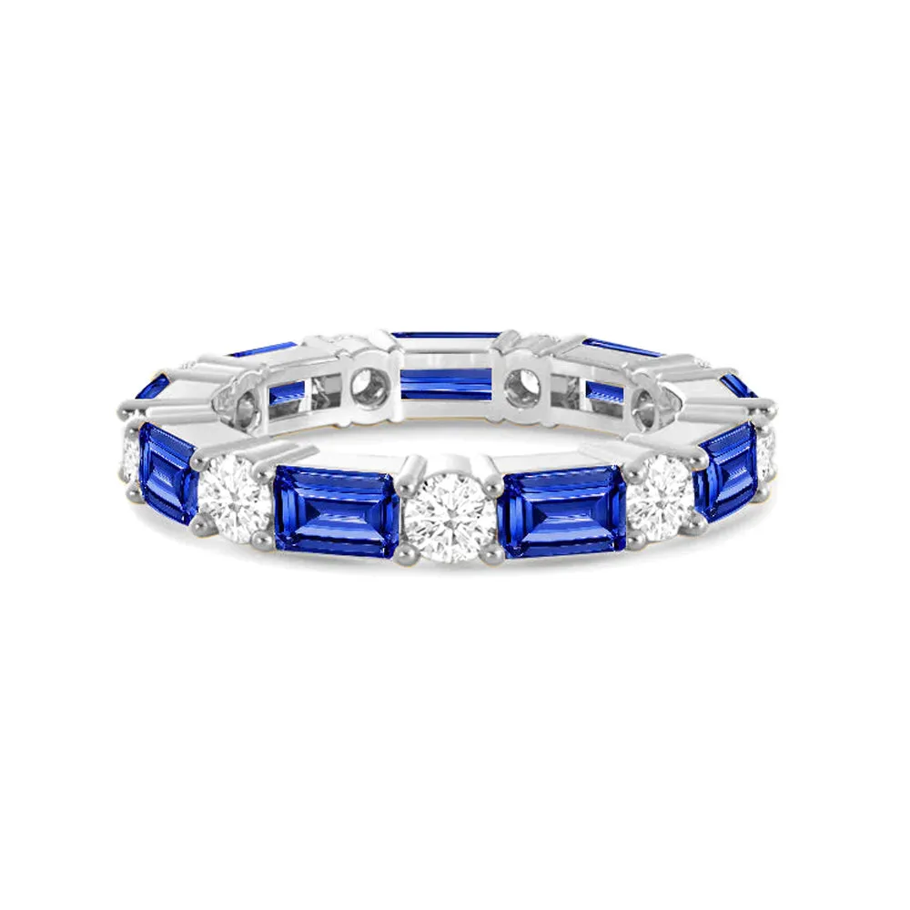 Tarnish Proof Timeless Created Sapphire and Lab Grown Diamond Eternity Band