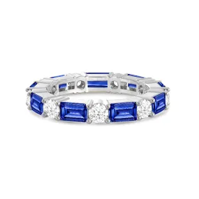 Tarnish Proof Timeless Created Sapphire and Lab Grown Diamond Eternity Band