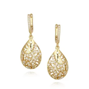 Pretty Embellishment Sterling Silver Teardrop CZ Design Earring