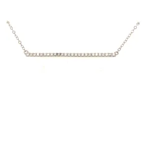 Event Gift Sterling Silver CZ Straight Bar Necklace