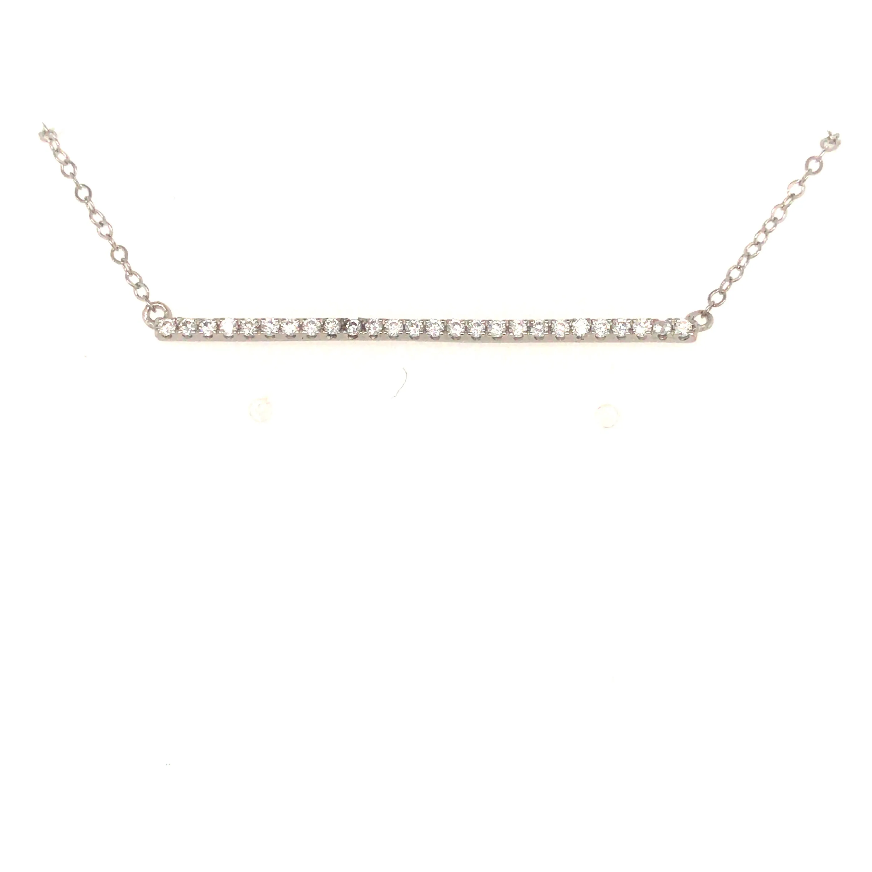 Sterling Silver CZ Straight Bar Necklace Modern Event
