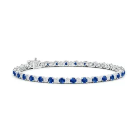 4.8 CT. Sapphire and Brilliant Moissanite Tennis Bracelet Glam Touch Simple Luxe