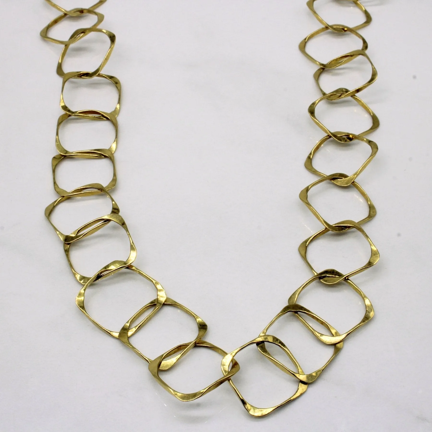 'Brinkhaus' 18k Yellow Gold Soft Square Link Necklace | 36" | Contemporary Form Finishing Accent