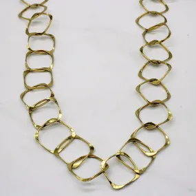'Brinkhaus' 18k Yellow Gold Soft Square Link Necklace | 36" | Contemporary Form Finishing Accent