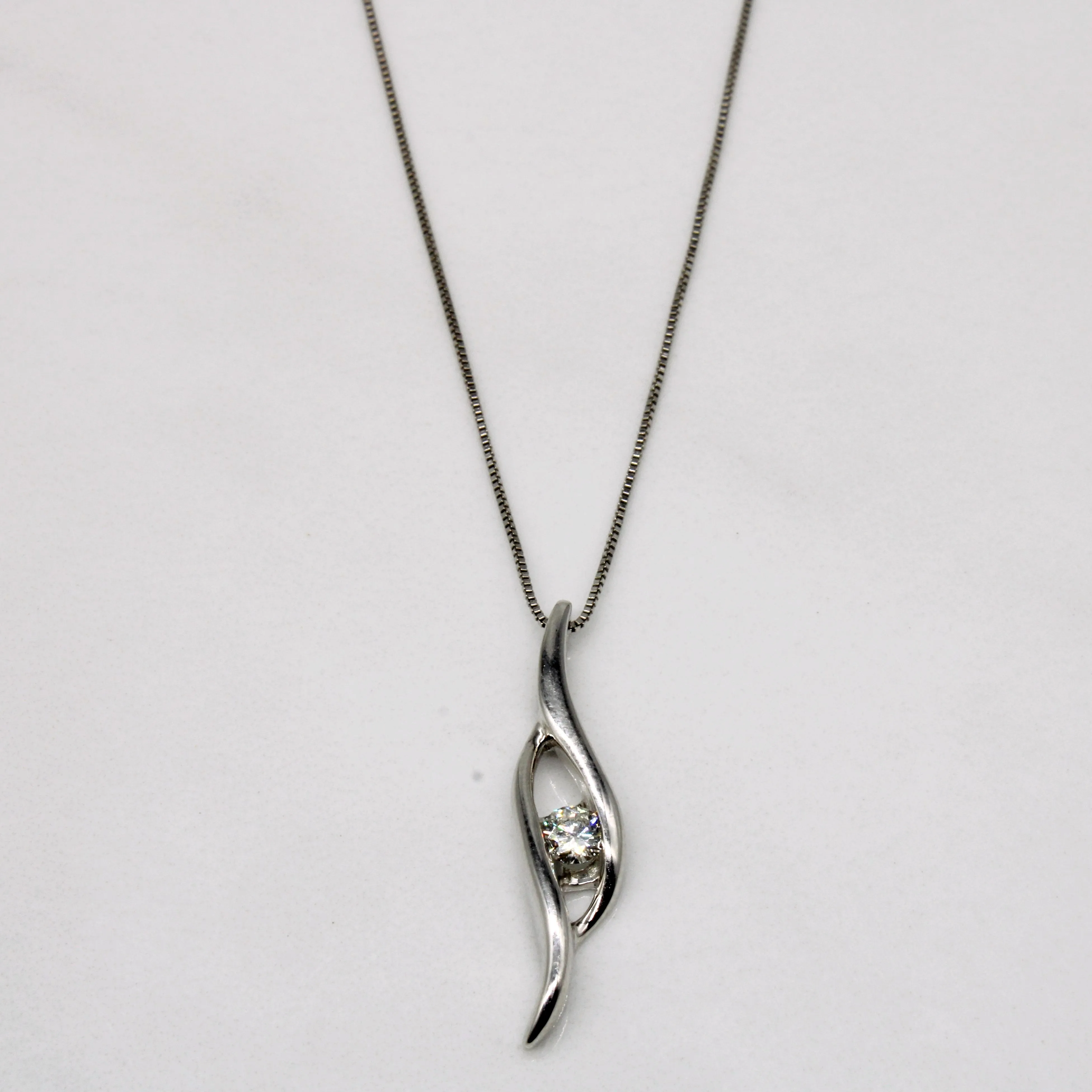 Diamond Bypass Pendant & 14k Necklace | 0.18ct | 18" | Chic Day