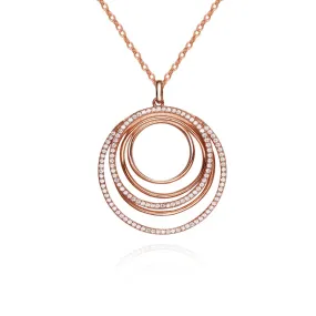 Sterling Silver Circles With CZ's Pendant Necklace Mother Gift Wonderful Style