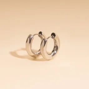 Office Decoration Shiny Essential Titanium Chunky Rounded Huggie Hoop Earrings