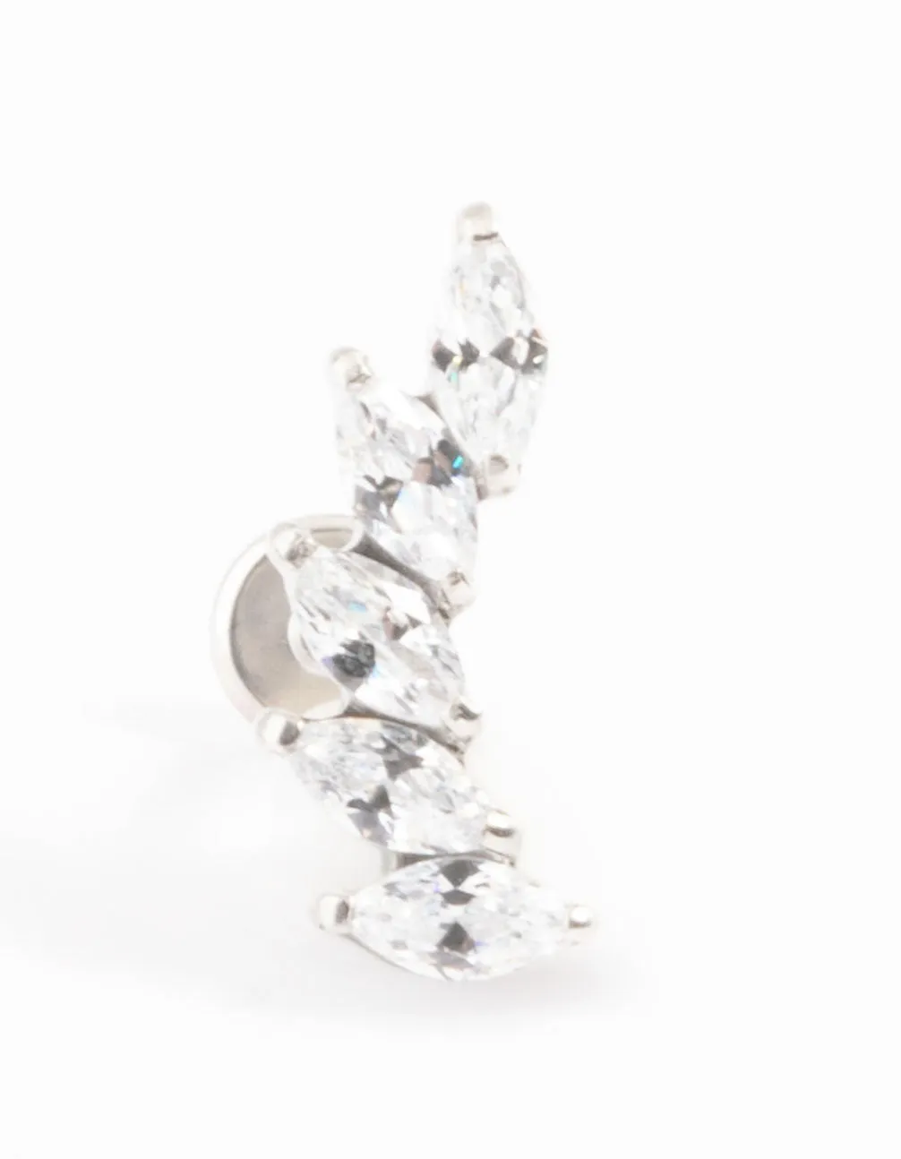 Smooth Texture Titanium Curve Marquise Threadless Flat Back