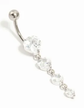 Titanium Graduating Cubic Zirconia Hearts Drop Belly Bar Chic Style Luxury Design Pieces