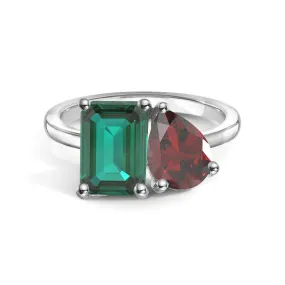 Toi et Moi Personalized Emerald Birthstone Anniversary Ring Lively Spark