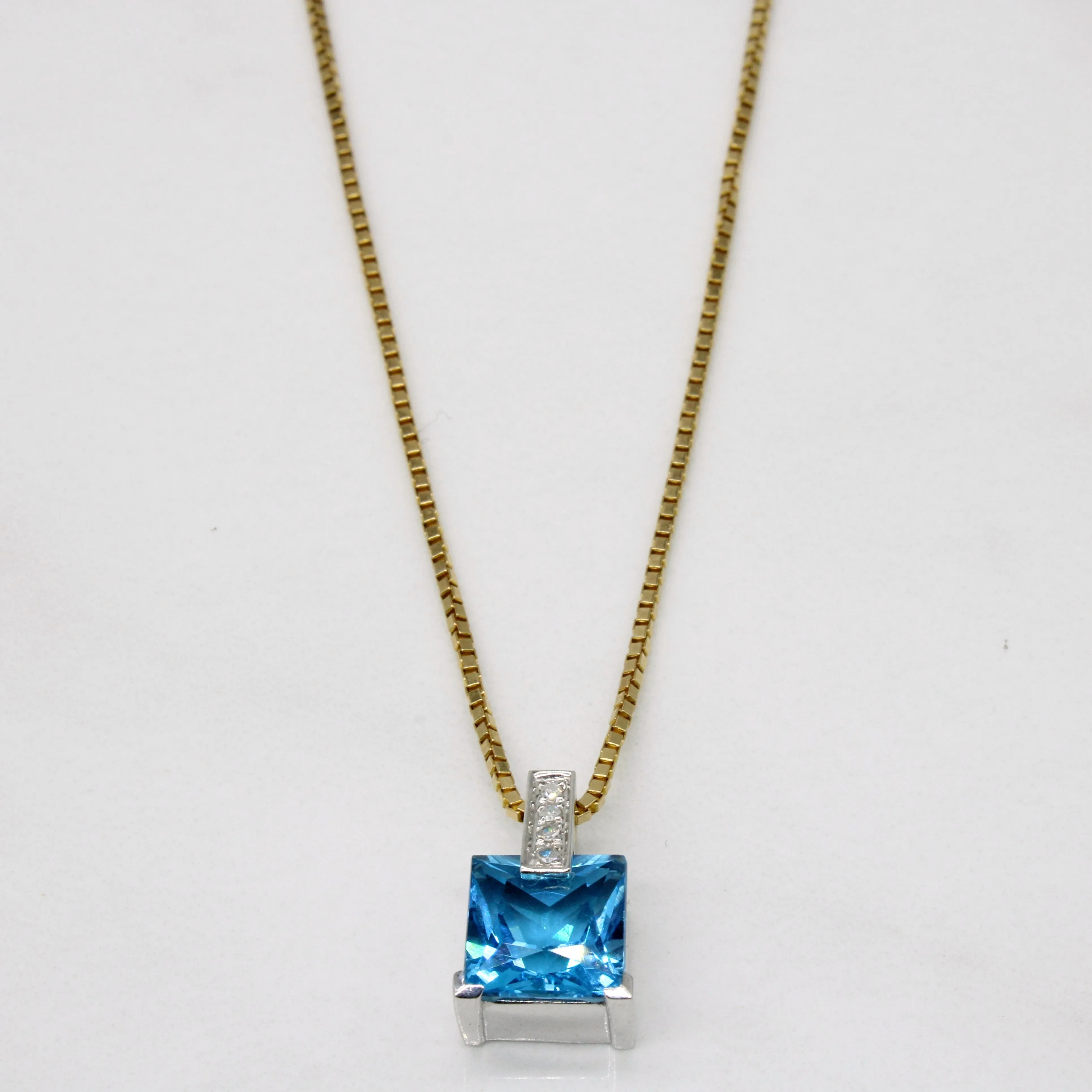 Topaz & Diamond Pendant & Necklace | 2.95ct, 0.02ctw | 20" | elegant curve