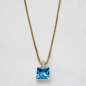 Topaz & Diamond Pendant & Necklace | 2.95ct, 0.02ctw | 20" | elegant curve