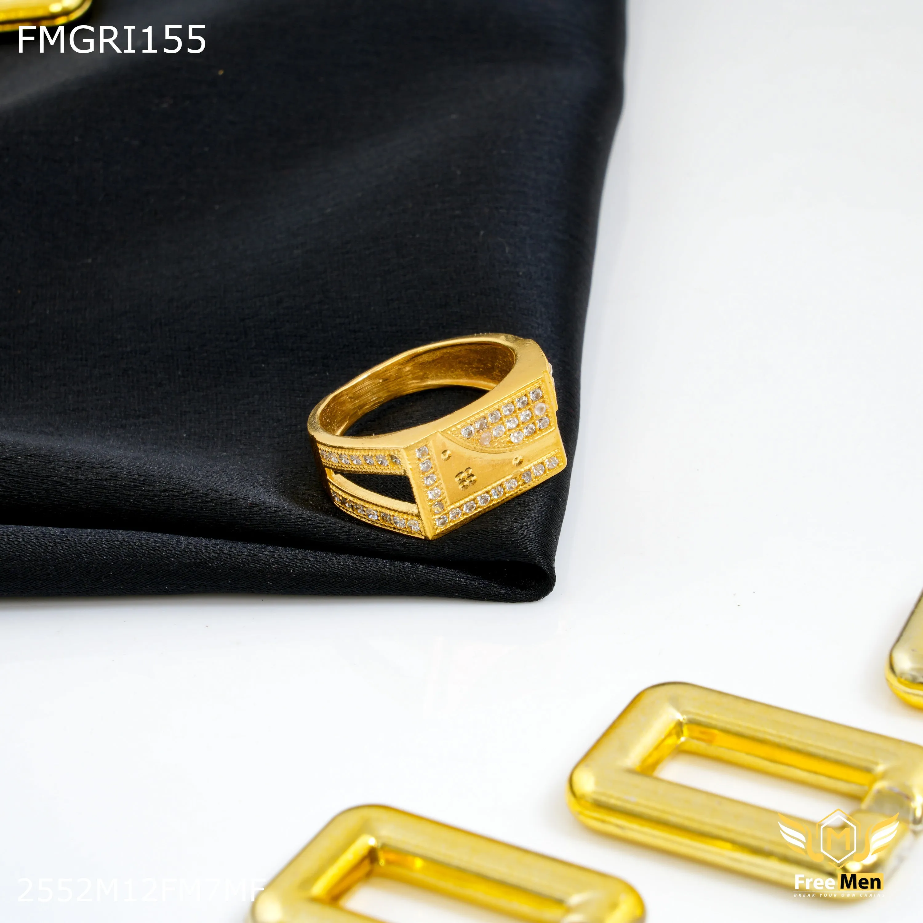 Freeme 1gm L cut with AD Gold plated ring for men - FMGRI155 Chic Appeal Minimalist Look
