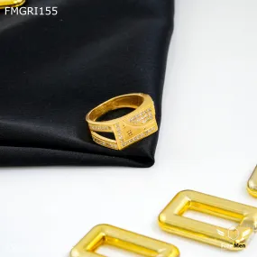 Designer Adornment Freeme 1gm L cut with AD Gold plated ring for men - FMGRI155