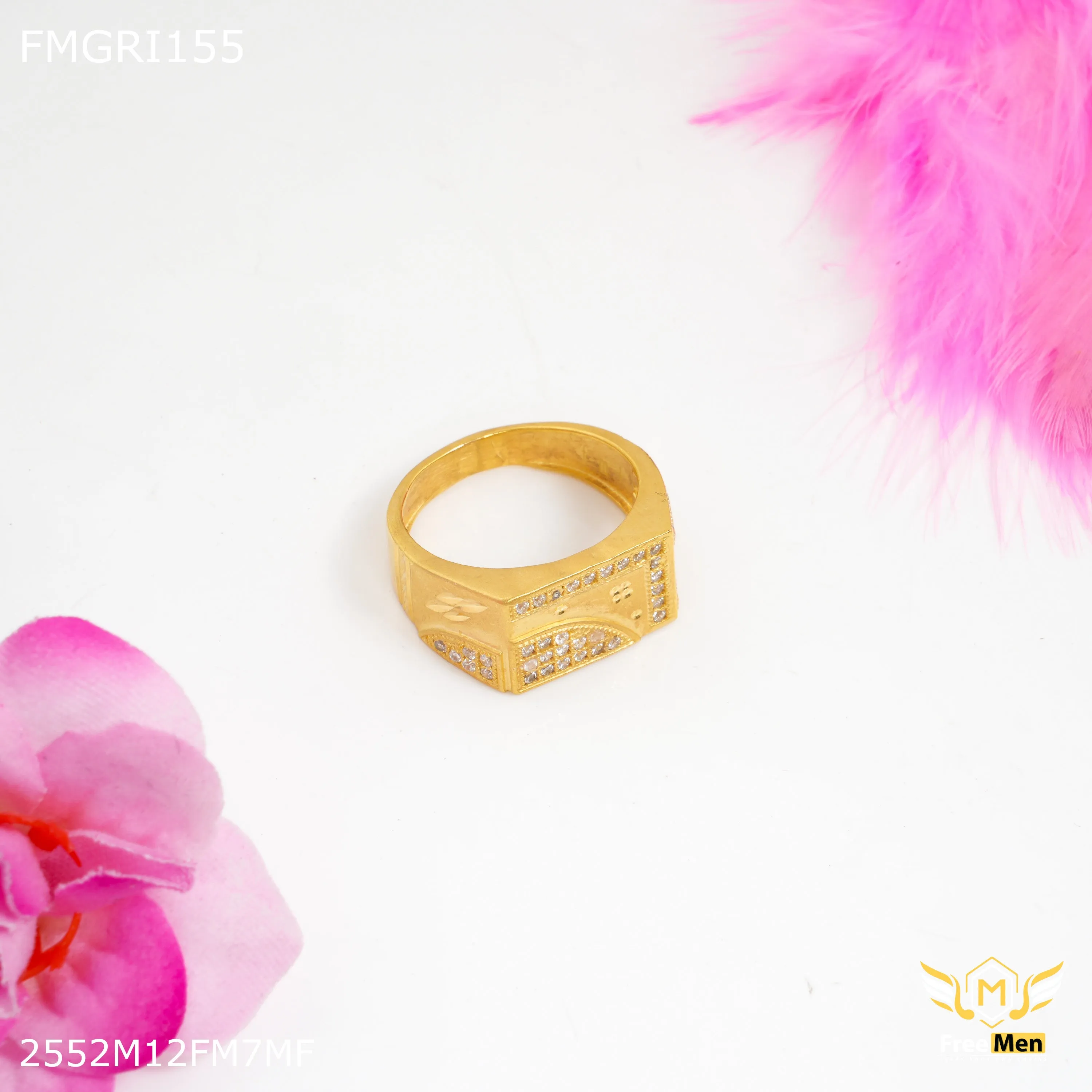 Freeme 1gm L cut with AD Gold plated ring for men - FMGRI155 Groundbreaking Design Fine Gift